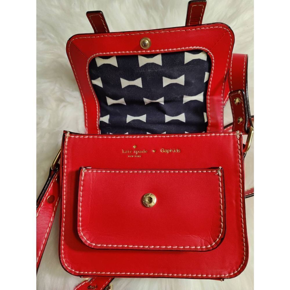 Kate Spade New York Gap Kids Red Leather Satchel Crossbody - Picture 9 of 14